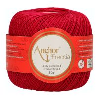 Fir de crosetat, Anchor Freccia 6, 100% bumbac, grosime fir nr 2 Fine, lungime 175 m, 50 g, rosu 00606