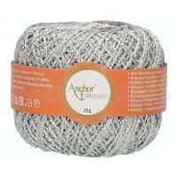 Fir metalizat, Anchor Metallic, grosime fir nr 2 Fine, lungime 100 m, 25 g, argintiu 00301