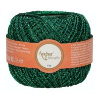 Fir metalizat, Anchor Metallic, grosime fir nr 2 Fine, lungime 100 m, 25 g, verde 00322