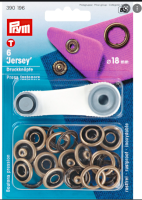 Set capse metalice Jersey cu unealta, diametru 18 mm, pentru tricot, 6 buc, finisaj alama antica Prym