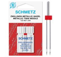 Ac dublu fir metalic finete 80 - 5 buc, cu 2.5 mm intre ace Schmetz Metallic