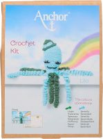Kit de crosetat, Octopus Baby Collection, cu fire, umplutura, instructiuni si croseta, Octo Lilo Anchor