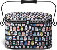 Cos de cusut mare, oval, cu model degetare 30 cm x 19 cm x 19 cm, alb, marime unica, Prym