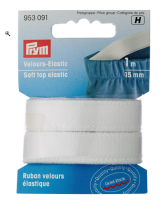 Elastic soft din velur 15 mm latime, 1 m lungime, alb, Prym