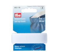 Elastic soft din velur 20 mm latime, 1 m lungime, alb, Prym