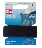 Elastic soft din velur 25 mm latime, 1 m lungime, negru, Prym