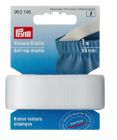 Elastic soft din velur 25 mm latime, 1 m lungime, alb, Prym