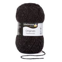Fir de lana, aspect rustic si traditional pentru tricotat si crosetat, grosime fir nr 4 Mediu, 185 m, 100 g, Trachtenwolle Negru Pestrit 00098