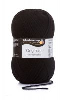 Fir de lana, aspect rustic si traditional pentru tricotat si crosetat, grosime fir nr 4 Mediu, 185 m, 100 g, Trachtenwolle Negru 00099