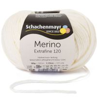 Fir de tricotat si crosetat, 100% lana merinos, grosime fir nr 3 Light, lungime 120 m, 50g, Merino Extrafine 120 Natur 00102