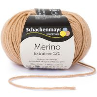 Fir de tricotat si crosetat, 100% lana merinos, grosime fir nr 3 Light, lungime 120 m, 50g, Merino Extrafine 120, Camel 00105