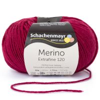 Fir de tricotat si crosetat, 100% lana merinos, grosime fir nr 3 Light, lungime 120 m, 50g, Merino Extrafine 120, culoare rosu vin 00132