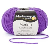 Fir de tricotat si crosetat, 100% lana merinos, grosime fir nr 3 Light, lungime 120 m, 50g, Merino Extrafine 120, Violet 00147