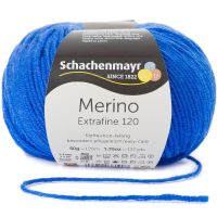 Fir de tricotat si crosetat, 100% lana merinos, grosime fir nr 3 Light, lungime 120 m, 50g, Merino Extrafine 120, albastru regal 00151