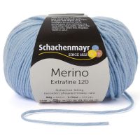 Fir de tricotat si crosetat, 100% lana merinos, grosime fir nr 3 Light, lungime 120 m, 50g, Merino Extrafine 120, albastru deschis 00152