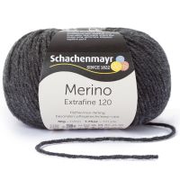 Fir de tricotat si crosetat, 100% lana merinos, grosime fir nr 3 Light, lungime 120 m, 50g, Merino Extrafine 120, gri antracit 00198