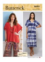Tipar bluza si rochie evazata cu maneci cazute si decolteu larg B 6853