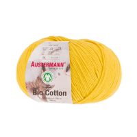 Fir textil organic Austermann, Bio Cotton Color 23 pentru tricotat si crosetat, 100% bumbac organic, Galben, 180 m