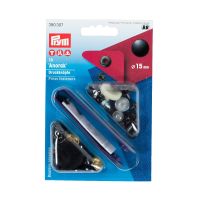 Set capse metalice, anorak pentru textile, negru oxid, de 15 mm, cu aplicator, Prym