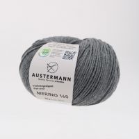 Fir lana 100% Merino, Austermann, Merino 160 Exp. 229 fir pentru tricotat si crosetat, Gri, 160 m