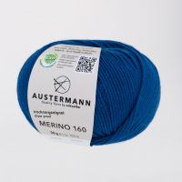 Fir lana 100% Merino, Austermann, Merino 160 Exp. 232 fir pentru tricotat si crosetat, Albastru Regal, 160 m