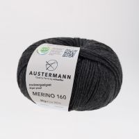 Fir lana 100% Merino, Austermann, Merino 160 Exp. 234 fir pentru tricotat si crosetat, Gri Antracit, 160 m