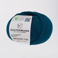 Fir lana 100% Merino, Austermann, Merino 160 Exp. 263 fir pentru tricotat si crosetat, Albastru Topaz, 160 m