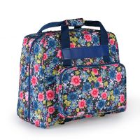 Geanta pentru masina de cusut imprimeu floral, lungime 40 cm, latime 20 cm, inaltime 34 cm, cu buzunar suplimentar, Claire