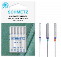 Set 5 ace pentru Microfibra Schmetz Microtex, finete ac 60-80, pentru masina de cusut, sistem ac 130/705 H