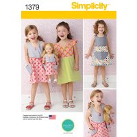 Tipar rochie pentru copii si papusa de 18'' 1379.A