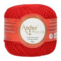 Fir de crosetat, Anchor Freccia 6, 100% bumbac, grosime fir nr 2 Fine, lungime 175 m, 50g, rosu 00044