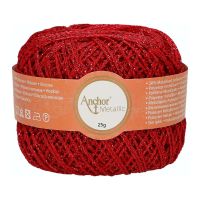 Fir metalizat, Anchor Metallic, grosime fir nr 2 Fine, lungime 100 m, 25 g, rosu 00318