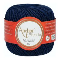 Fir de crosetat, Anchor Freccia 6, 100% bumbac, grosime fir nr 2 Fine, lungime 175 m, 50g, albastru inchis 00150