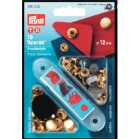 Set capse metalice, anorak pentru textile, de 12 mm, auriu, cu aplicator, 10 perechi Prym