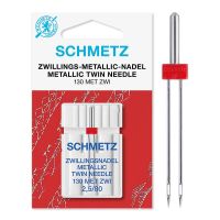 Ac dublu fir metalic finete 80 - 5 buc, cu 2.5 mm intre ace Schmetz Metallic