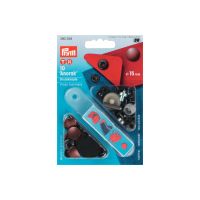 Set capse metalice, anorak, pentru textile, de 15 mm, 10 perechi cu aplicator, Prym