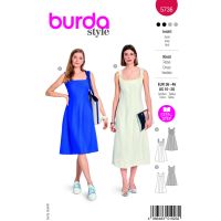 Tipar de croitorie rochie cu bretele, in 2 variante, multi-masura 36-46, Burda Style 5736