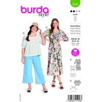 Tipar de croitorie rochie si bluza cu maneci raglan, multi-masura 36-48, Burda Style 5741