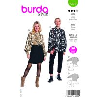 Tipar bluza pentru femei, cu maneci incretite, guler si nasturi, in doua variante