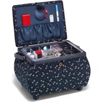 Cos de cusut mare cu flori, curbat, bleumarin, albastru, 32x20.5x21 cm, Prym