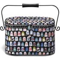 Cos de cusut mare, oval, cu model degetare 30 cm x 19 cm x 19 cm, alb, marime unica, Prym