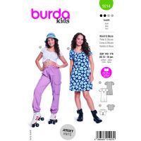 Tipar de croitorie rochie si bluza copii, multi-masura 140-176, Burda Style 9214