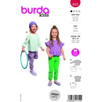 Tipar bluza copii cu maneca lunga sau cu volane, in doua variante
