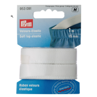 Elastic soft din velur 15 mm latime, 1 m lungime, alb, Prym