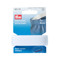 Elastic soft din velur 20 mm latime, 1 m lungime, alb, Prym