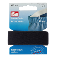 Elastic soft din velur 25 mm latime, 1 m lungime, negru, Prym