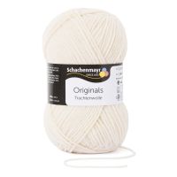 Fir de lana, aspect rustic si traditional pentru tricotat si crosetat, grosime fir nr 4 Mediu, 185 m, 100 g, Trachtenwolle Alb 00002