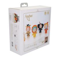 Set Amigurumi, Jungle Dolls Gang Anchor cu 4 papusi, inaltime 13 cm, contine 8 bobine Anchor Creativa si instructiuni de crosetat
