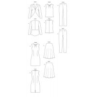 Tipar sacou, rochie, bluza, fusta, pantaloni, combinatii, costum B6718
