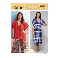 Tipar bluza si rochie evazata cu maneci cazute si decolteu larg B 6853
